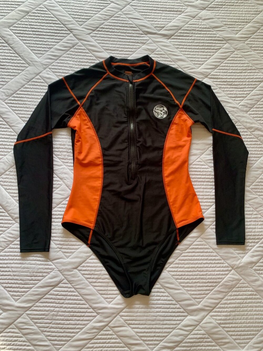 AXESEA Skeleton Surf Long Sleeve Rash Guard One Piece Swimsuit - Size 14